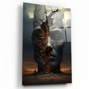 Building Man Abstract | Designers Collection Glass Wall Art - Artdesigna