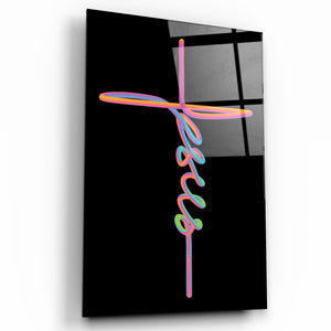Jesus & Cross | Designers Collection Glass Wall Art - Artdesigna