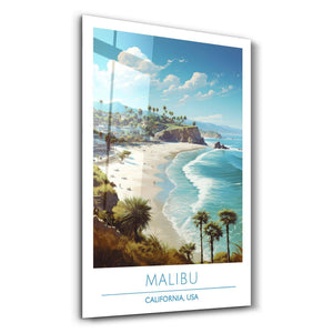 Malibu-California USA-Travel Posters | Glass Wall Art - Artdesigna