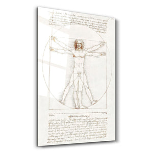 Leonardo da Vinci's The Vitruvian Man 1498 | Glass Wall Art - Artdesigna