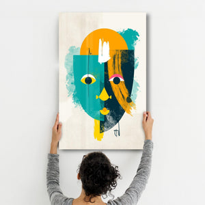 Abstract Colorful Face V3 | Glass Wall Art - Artdesigna