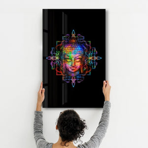 Rainbow Buddha | Glass Wall Art - Artdesigna