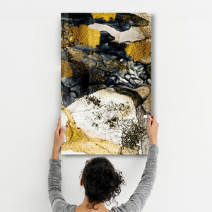 Golden Abstract 1 | Glass Wall Art - Artdesigna