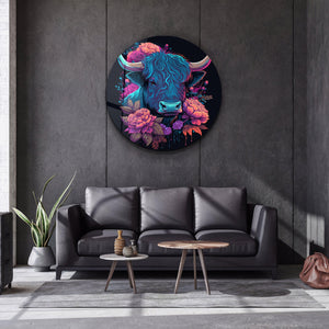 ・"BabyBull"・Rounded Glass Wall Art - ArtDesigna Glass Printing Wall Art