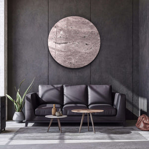 ・"Travertine - Moon - Light Plum"・Rounded Glass Wall Art - ArtDesigna Glass Printing Wall Art