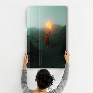 Flying Astronaut with Balloons | Designer's Collection Glass Wall Art - Artdesigna