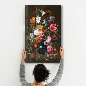 Retro Flowers | Designer's Collection Glass Wall Art - Artdesigna
