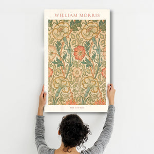 William Morris - Pink and Rose | Gallery Print Collection Glass Wall Art - Artdesigna