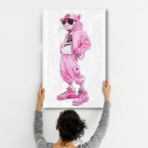 Pembe Güç Panter - Cam Duvar Tablosu