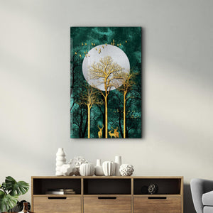 Abstract Deer & Birds V3 | Glass Wall Art - Artdesigna