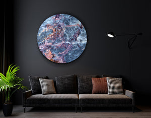 ・"Marble Blue Gray"・Rounded Glass Wall Art - ArtDesigna Glass Printing Wall Art