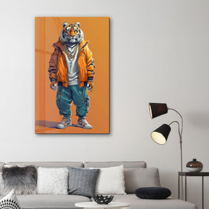 Stylish Tiger - Glass Wall Art - Artdesigna