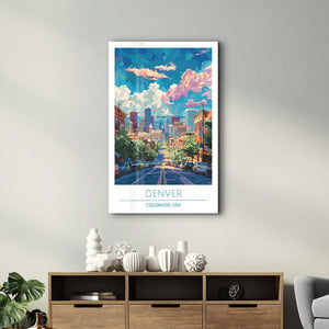 Denver-Colorado USA-Travel Posters | Glass Wall Art - Artdesigna