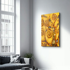 Abstract Golden Tree | Glass Wall Art - Artdesigna