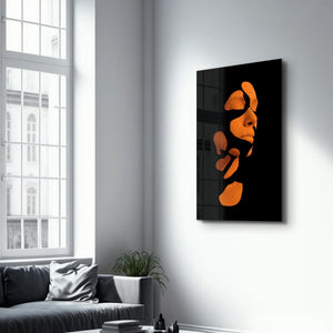 Mysterious Orange Face | Glass Wall Art - Artdesigna
