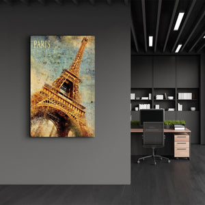 Silhouette Of Eiffel | Glass Wall Art - Artdesigna