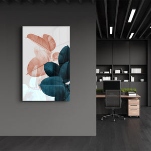 Abstract Leaves | Glass Wall Art - Artdesigna