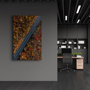 Alone in the Road | Glass Wall Art - Artdesigna