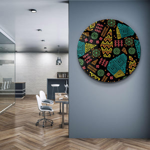 ・"Ethnica 2"・Rounded Glass Wall Art - ArtDesigna Glass Printing Wall Art