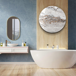 ・"Travertine - Gray "・Rounded Glass Wall Art - ArtDesigna Glass Printing Wall Art