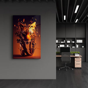 Tiger Vase | Secret World Collection Glass Wall Art - Artdesigna