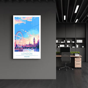 London England 3-Travel Posters | Glass Wall Art - Artdesigna