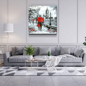 Red Umbrella in London | Glass Wall Art - Artdesigna