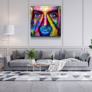 ・"Abstract Colorful Face"・Glass Wall Art - ArtDesigna Glass Printing Wall Art