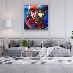 ・"Abstract Colors Woman Portrait"・Glass Wall Art - ArtDesigna Glass Printing Wall Art
