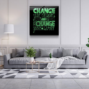 ・"Change Your World - Green"・Glass Wall Art - ArtDesigna Glass Printing Wall Art