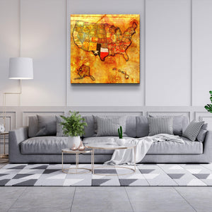 ・"Vintage Map US - Texas"・Glass Wall Art - ArtDesigna Glass Printing Wall Art