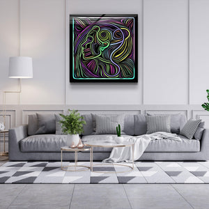・"Rainbow Line Faces V7"・Glass Wall Art - ArtDesigna Glass Printing Wall Art