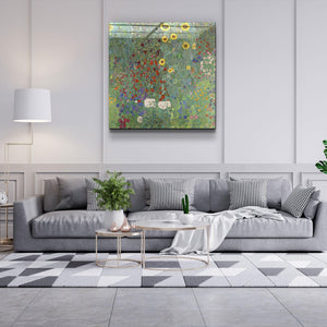."Gustav Klimt's Farm Garden with Sunflowers (1907)". Glass Wall Art - ArtDesigna Glass Printing Wall Art