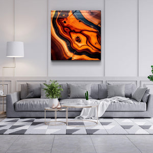 ."Heart of the Wood - Orange". Designer's Collection Glass the Wood Art - ArtDesigna Glass Printing Wall Art