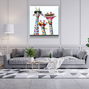 ."Funny Giraffe Family". Designer's Collection Glass Wall Art - ArtDesigna Glass Printing Wall Art