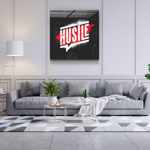 ."Hustle". Motivational Glass Wall Art - ArtDesigna Glass Printing Wall Art