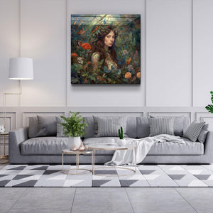 ."Bird Princess". Secret World Collection Glass Wall Art - ArtDesigna Glass Printing Wall Art