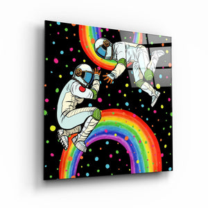 ・"Rainbow Astronauts"・Glass Wall Art - ArtDesigna Glass Printing Wall Art