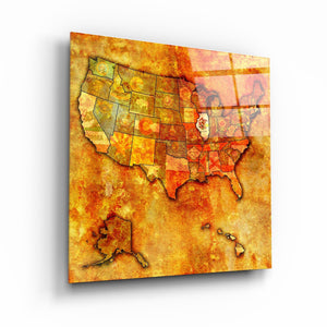 ・"Vintage Map US - Illinois"・Glass Wall Art - ArtDesigna Glass Printing Wall Art