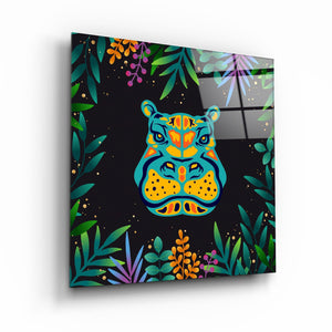 ・"Animal Republic-Hippo"・Designers Collection Glass Wall Art - ArtDesigna Glass Printing Wall Art