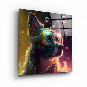."Spy Dog". Secret World Collection Glass Wall Art - ArtDesigna Glass Printing Wall Art