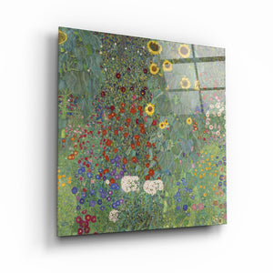 ."Gustav Klimt's Farm Garden with Sunflowers (1907)". Glass Wall Art - ArtDesigna Glass Printing Wall Art