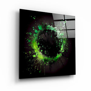 ."Paint Splash Ring-Green". Designer's Collection Glass Wall Art - ArtDesigna Glass Printing Wall Art