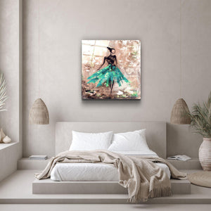 ・"Woman (Green)"・Glass Wall Art - ArtDesigna Glass Printing Wall Art