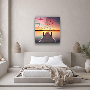 ・"Red Dock"・Glass Wall Art - ArtDesigna Glass Printing Wall Art