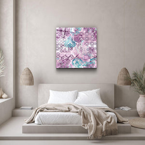 ・"Purple Damask"・Glass Wall Art - ArtDesigna Glass Printing Wall Art