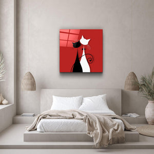 Cats in Love - Glass Wall Art - Artdesigna