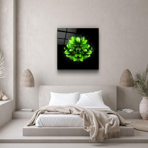 ・"Green Flower"・Glass Wall Art - ArtDesigna Glass Printing Wall Art