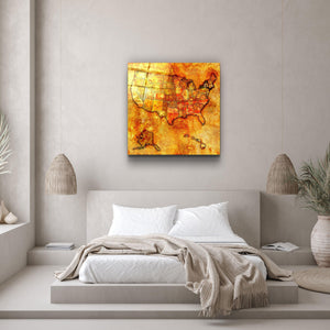 ・"Vintage Map US - New York"・Glass Wall Art - ArtDesigna Glass Printing Wall Art