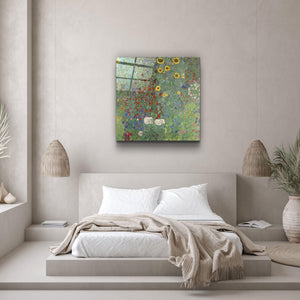 ."Gustav Klimt's Farm Garden with Sunflowers (1907)". Glass Wall Art - ArtDesigna Glass Printing Wall Art